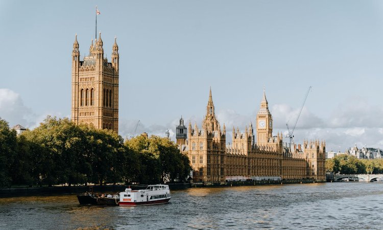 The UK House of Parliament as viewed from across the River Thames